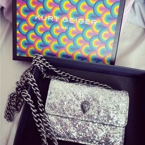 Kurt Geiger Sparkling Silver Clutch